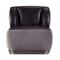 Benjara Leatherette Accent Chair With Wingback Design Backrest, Black And Gray