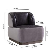 Benjara Leatherette Accent Chair With Wingback Design Backrest, Black And Gray