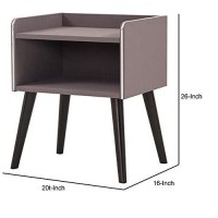 Benjara Raised Top Wooden Nightstand With 1 Open Compartment, Gray And Black