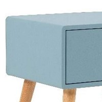 Benjara 1 Drawer Wooden Nightstand With Round Tapered Legs, Blue And Brown