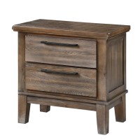 Benjara Wooden Nightstand With Chamfered Legs And 2 Spacious Drawers, Brown