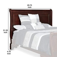 Benjara Traditional Queen Size Wooden Sleigh Headboard With Curved Back, Brown