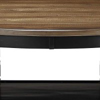 Benjara Wooden Round Dining Table With Open Shelf, Black And Brown