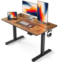 Fezibo Electric Standing Desk, 48 X 24 Inches Height Adjustable Stand Up Desk, Sit Stand Home Office Desk, Computer Desk, Rustic Brown