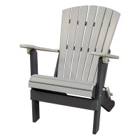 Fan Back Folding Adirondack Chair Made in the USA Light Gray Black