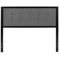 Bristol Metal Tufted Upholstered Queen Size Headboard In Dark Gray Fabric