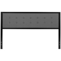 Bristol Metal Tufted Upholstered King Size Headboard In Dark Gray Fabric