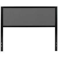 Melbourne Metal Upholstered Queen Size Headboard In Dark Gray Fabric