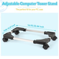 Retyion Mobile Cpu Stand Adjustable Computer Tower Stand With Locking Caster Wheels Under Home Office Desk (W: 9.06