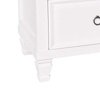 Benjara 2 Drawer Wooden Nightstand With Tapered Legs And Metal Rings, White