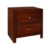 Benjara 2 Drawer Wooden Nightstand With Sled Base And Molded Details, Brown