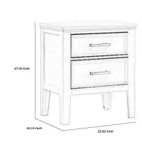 Benjara 2 Drawer Wooden Nightstand With Chamfered Legs And Molded Details, White