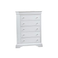 Benjara Wooden Lift Top Chest With 5 Drawers And Bracket, White