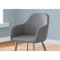 Monarch Specialties Set of 2 Upholstered with Curved Armrest Dining Chairs 33 H Grey Chrome Legs