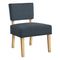 Monarch Specialties Armless Upholstered Decorative for Living Room or Bedroom Solid Wood Legs Accent Chair 31 H Blue