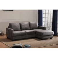 Lilola Home Fabric Sectional Sofa Chaise with USB Charger and Tablet Pocket, Gray