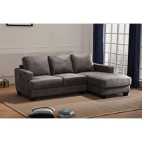 Lilola Home Fabric Sectional Sofa Chaise with USB Charger and Tablet Pocket, Gray