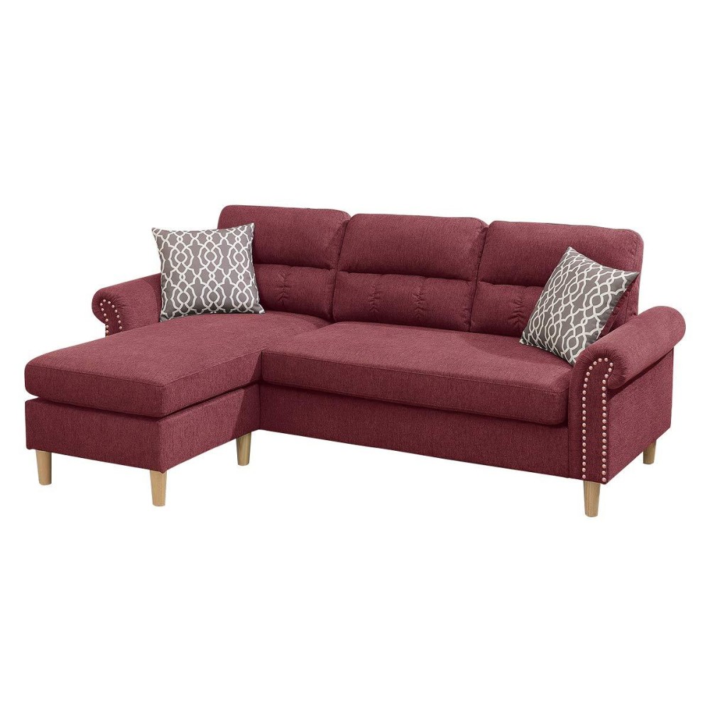 Benjara 2 Piece Contemporary Sectional Set With Tufted Back, Red