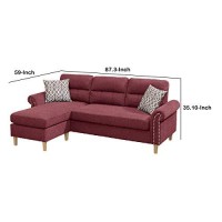 Benjara 2 Piece Contemporary Sectional Set With Tufted Back, Red