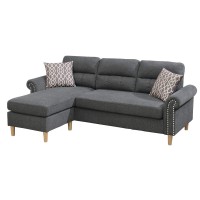 Benjara 2 Piece Contemporary Sectional Set With Tufted Back, Gray