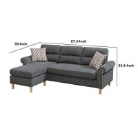 Benjara 2 Piece Contemporary Sectional Set With Tufted Back, Gray