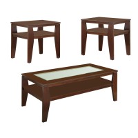 Benjara Wooden Cocktail 2 End Tables With Open Bottom Shelf, Brown