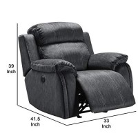 Benjara Fabric Upholstered Power Reclining Chair With Pillow Top Arms, Gray