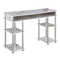 Convenience Concepts Designs2Go No Tools Student Contemporary Office Desk And Vanity With Shelves 4725 L X 1575 W X 30 H