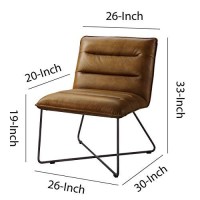 Benjara Horizontal Tufted Accent Chair With Sled Base And X Shaped Support, Brown And Silver