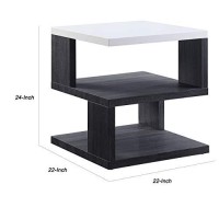 Benjara Dual Tone Wooden End Table With 2 Open Bottom Shelves, Gray And White