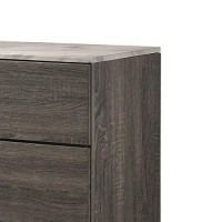 Benjara 6 Drawer Wooden Dresser With Diamond Metal Knobs, Gray And Black