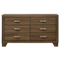 Benjara Transitional Style Wooden Dresser With 2 Drawers And Metal Handles, Brown