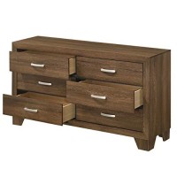 Benjara Transitional Style Wooden Dresser With 2 Drawers And Metal Handles, Brown