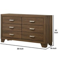 Benjara Transitional Style Wooden Dresser With 2 Drawers And Metal Handles, Brown