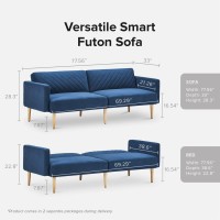 Mopio Chloe Futon Sofa Bed, Convertible Sleeper Sofa, Couch, Loveseat, With Tapered Legs, 77.5