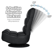 Giantex 360 Degree Swivel Floor Chair, Folding Floor Gaming Chair With 6 Positions Adjustable, Lazy Sofa Lounge Chair W/Tufted Back Support, Video Gaming Chair For Reading Tv Watching (Black)