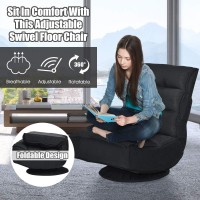 Giantex 360 Degree Swivel Floor Chair, Folding Floor Gaming Chair With 6 Positions Adjustable, Lazy Sofa Lounge Chair W/Tufted Back Support, Video Gaming Chair For Reading Tv Watching (Black)