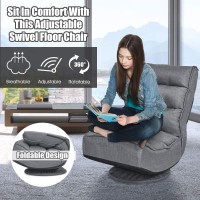 Giantex 360 Degree Swivel Floor Chair, Folding Floor Gaming Chair With 6 Positions Adjustable, Lazy Sofa Lounge Chair W/Tufted Back Support, Video Gaming Chair For Reading Tv Watching (Gray)