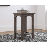 Signature Design by Ashley Arlenbry Farmhouse Square Chair Side End Table with Lower Fixed Shelf and USB Charging Port, Brown with Weathered Oak Finish