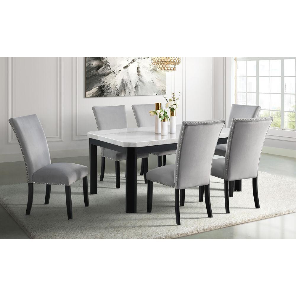 Solano Dining 7PC Dining Set Table 6 Fabric Side Chairs