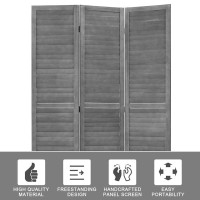 3 Panel Wood Room Divider 5.7 Ft Tall Privacy Wall Divider 67.7