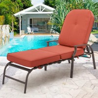 U-Max Adjustable Outdoor Chaise Lounge Chair Patio Lounge Chair Recliner Furniture With Armrest And Cushion For Deck, Poolside, Backyard (Orange)