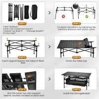 Wuromise Sanny Outdoor Folding Portable Picnic Camping Table, Aluminum Roll-Up Table With Easy Carrying Bag For Indoor,Outdoor,Camping, Beach,Backyard, Bbq, Party, Patio, Picnic