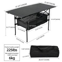 Wuromise Sanny Outdoor Folding Portable Picnic Camping Table, Aluminum Roll-Up Table With Easy Carrying Bag For Indoor,Outdoor,Camping, Beach,Backyard, Bbq, Party, Patio, Picnic