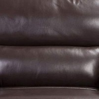 Benjara Leatherette Chair With Attached Waist Pillow And Diamond Pattern, Brown
