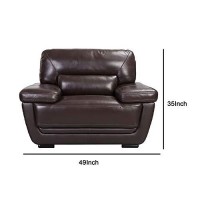 Benjara Leatherette Chair With Attached Waist Pillow And Diamond Pattern, Brown