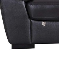 Benjara Split Back Leatherette Chair With Diamond Pattern And Pillow Top Arms, Black