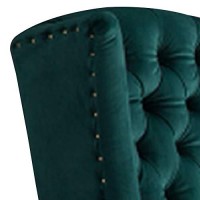 Benjara Button Tufted Fabric Accent Chair With High Wingback And Rolled Arms, Green