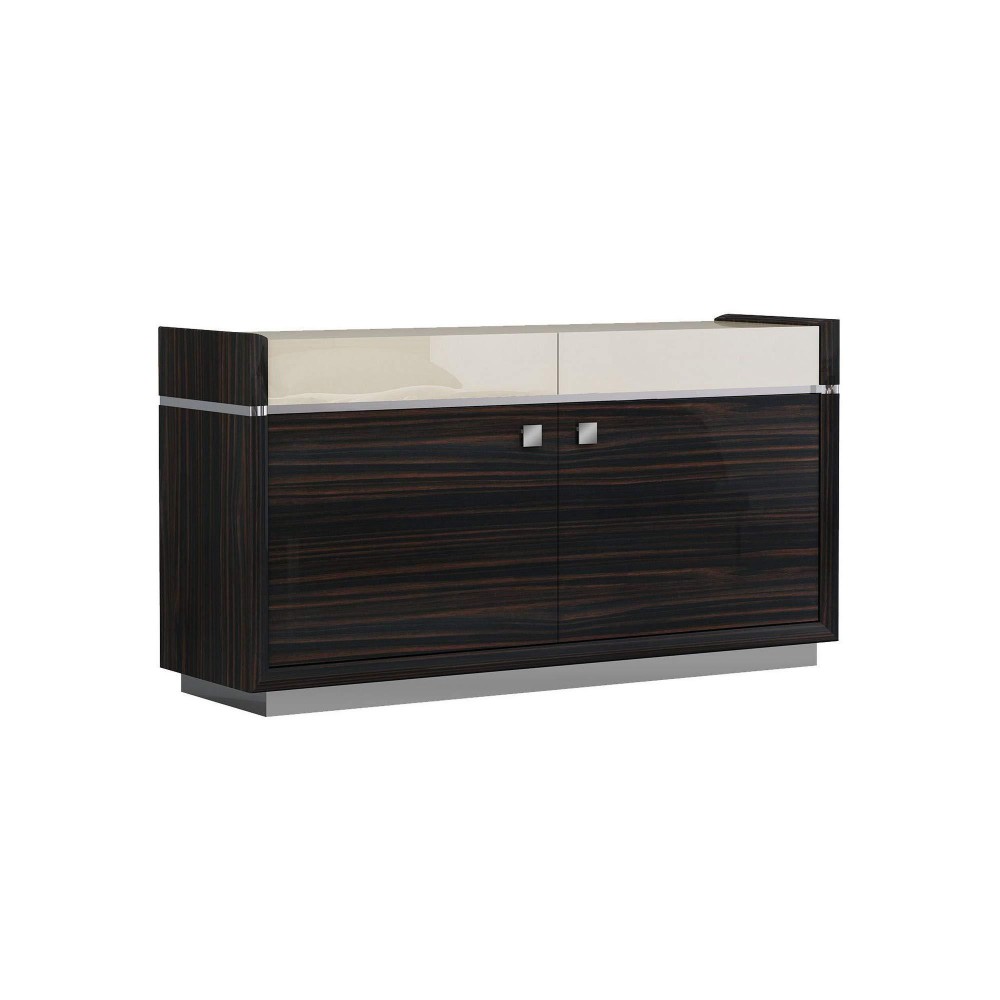 Benjara Drawer And 2 Cabinet Wooden Buffet With Metal Accents, Brown And Cream