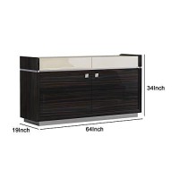 Benjara Drawer And 2 Cabinet Wooden Buffet With Metal Accents, Brown And Cream